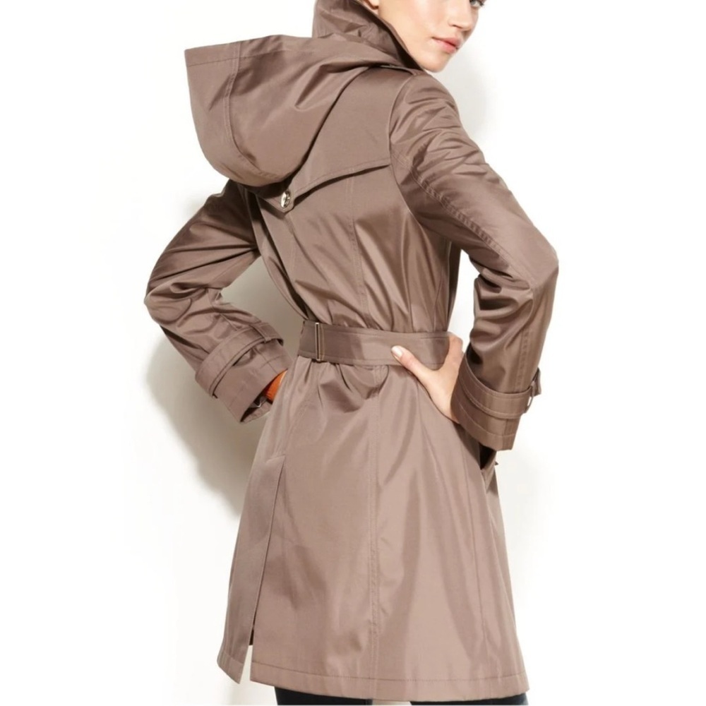 Calvin Klein Mid-Length Single Breasted Trench Coat Raincoat Removable Hood M